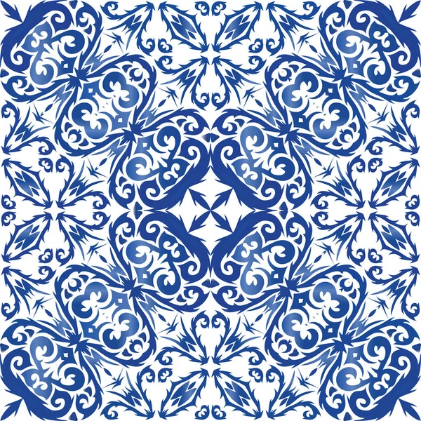 Etniska keramiska plattor i portugisisk azulejo. — Stock vektor