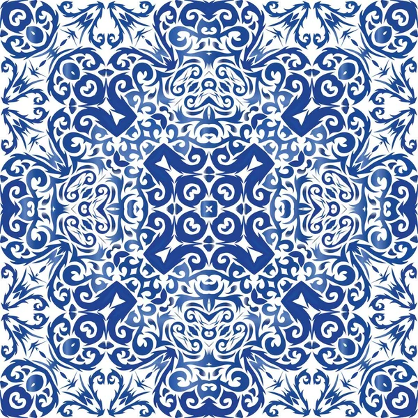 Ozdobné azulejo portugalské dlaždice dekor. — Stockový vektor