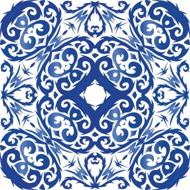 Geleneksel süslü Portekiz azulejosu.