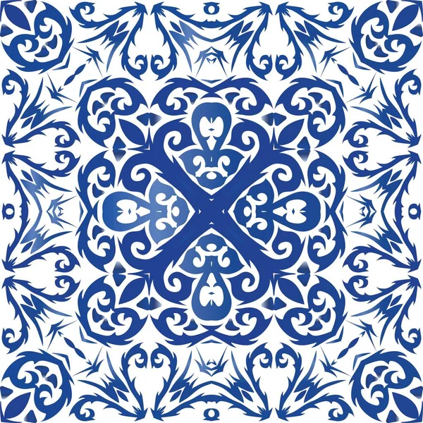 Ethnic ceramic tile in portuguese azulejo. — Stock Vector