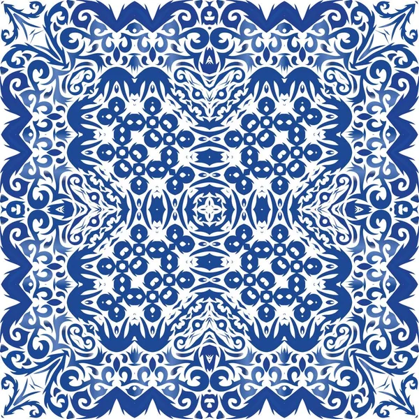 Carrelage céramique ethnique en azulejo portugais . — Image vectorielle