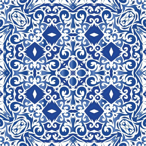 Carrelage céramique ethnique en azulejo portugais . — Image vectorielle