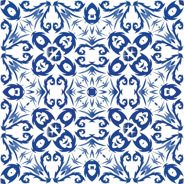 Ethnische Keramikfliese in portugiesischem Azulejo. — Stockvektor