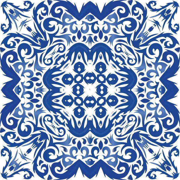 Portugalska ceramika azulejo ozdobna. — Wektor stockowy