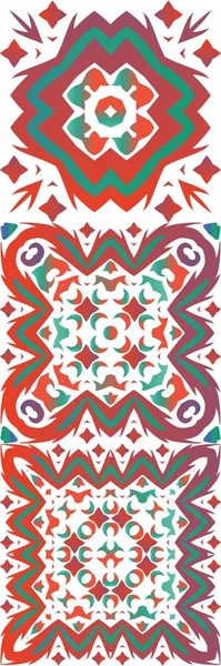 Patrones decorativos de color en baldosas de cerámica étnica — Vector de stock