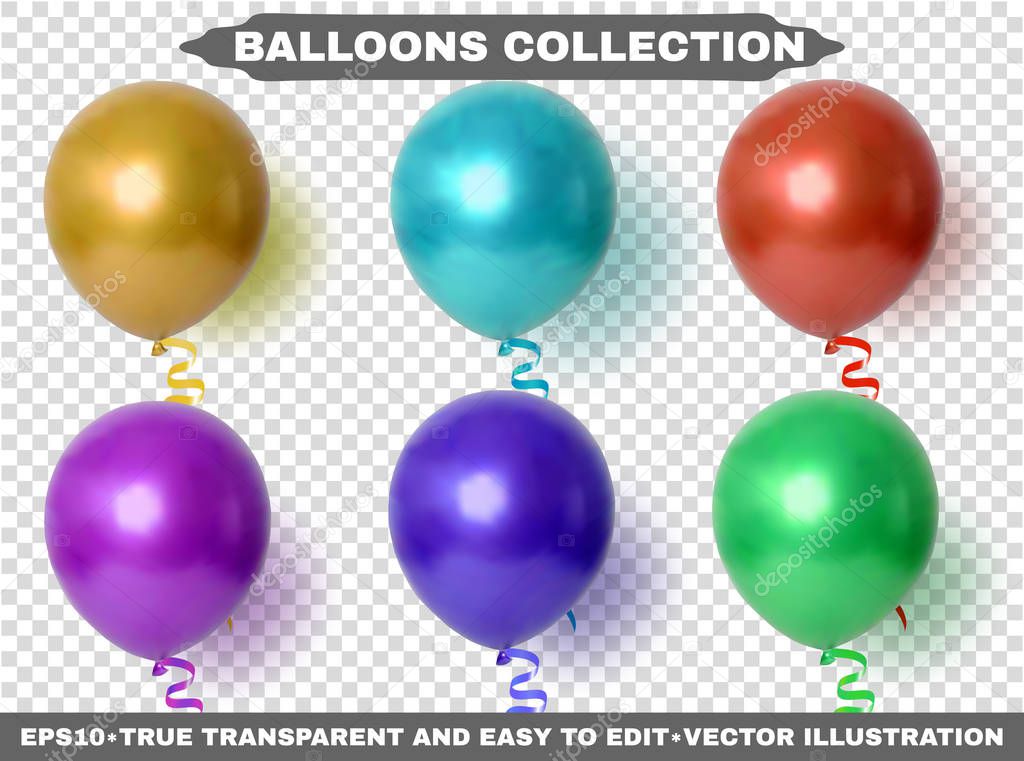 Helium multi colored and realistic glossy balloons