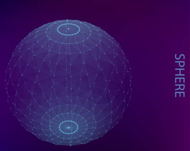 Noktalı ve çizgili mavi poligonal küre.