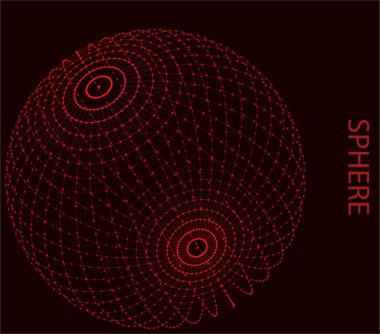 Bağlı çizgi ve noktalarla kırmızı parlayan küre