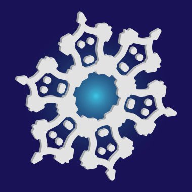 Mavi arka planda gölgesi olan sevimli bir kar tanesi..