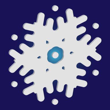 Mavi arkaplanda kağıt kesiği izole kar tanesi.