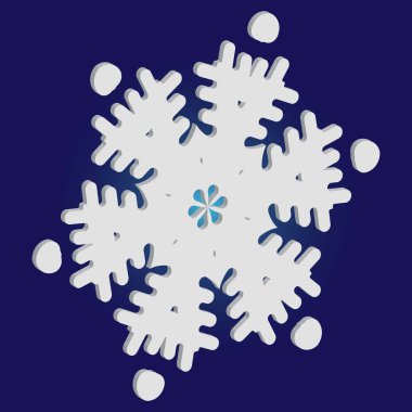 Mavi arka planda gölgesi olan sevimli bir kar tanesi..