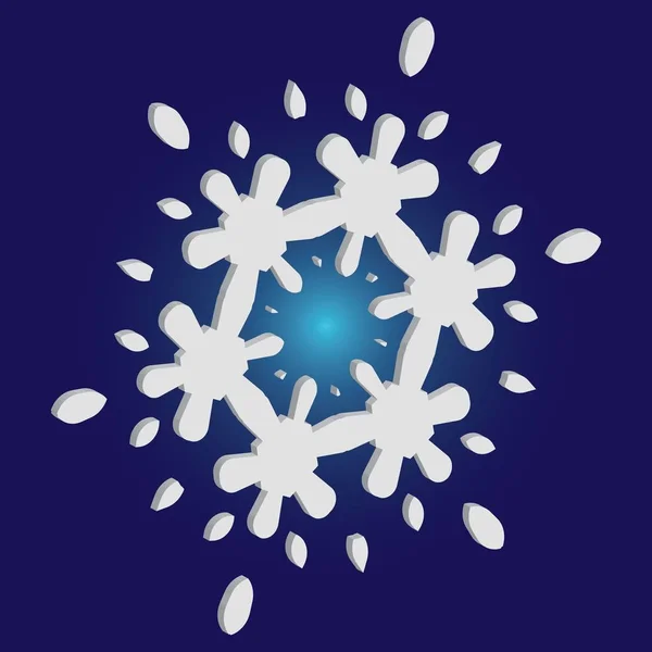 Eenvoudige sneeuwvlok met schaduw op blauwe achtergrond. — Stockvector
