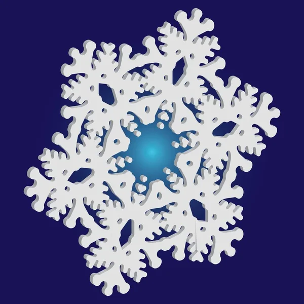 Weihnachtspapier Schneeflocke auf blauem Hintergrund. — Stockvektor