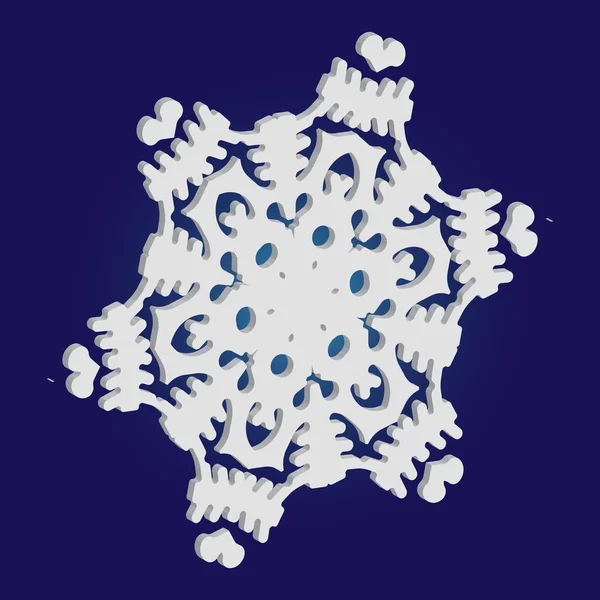 Silueta aislada de copo de nieve sobre fondo azul . — Archivo Imágenes Vectoriales