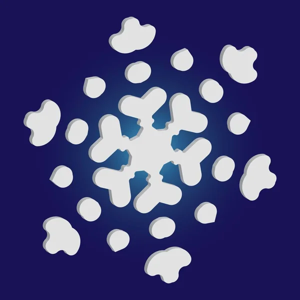 Isolated silhouette of snowflake on blue background. — Stock Vector