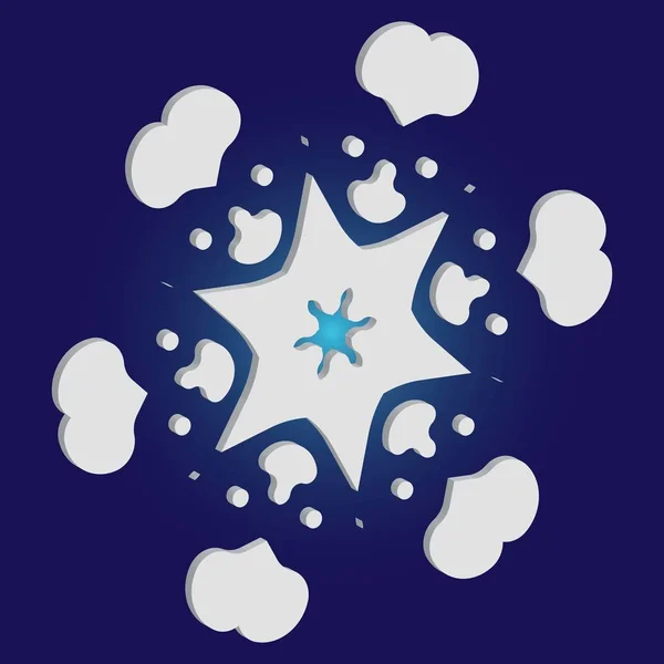Semplice, bel fiocco di neve su sfondo blu . — Vettoriale Stock