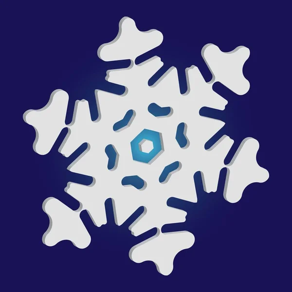 Flocon de neige isolé tombant sur fond bleu . — Image vectorielle