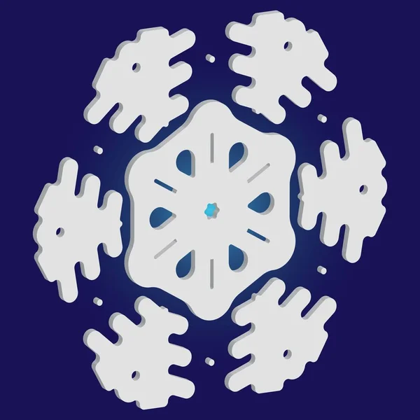 Kerst papier sneeuwvlok op blauwe achtergrond. — Stockvector