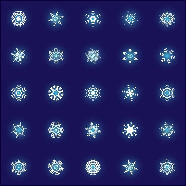 Set van kerstpapier sneeuwvlokken op blauwe achtergrond. — Stockfoto