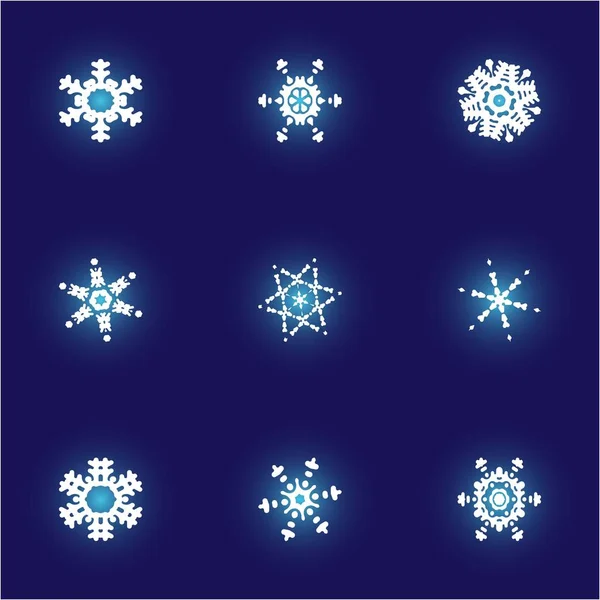 Set von Weihnachten ausgeschnittenen Schneeflocken auf blauem Hintergrund. — Stockfoto