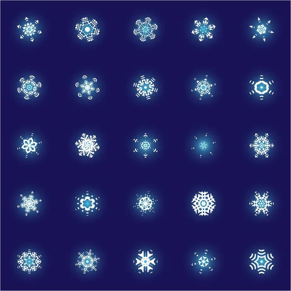 Set van kerstpapier sneeuwvlokken op blauwe achtergrond. — Stockfoto