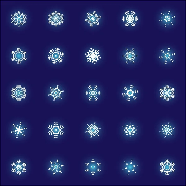 Satz Weihnachtspapier Schneeflocken auf blauem Hintergrund. — Stockfoto