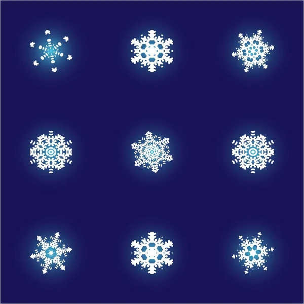 Set of christmas papír hópelyhek kék háttér. — Stock Vector