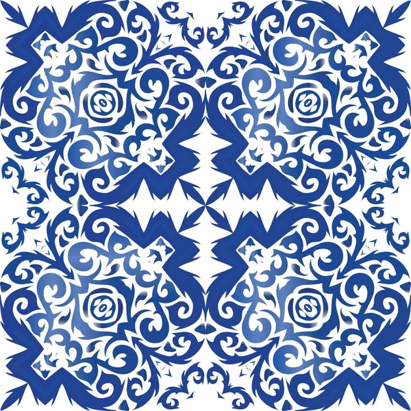 Dekorative Azulejo portugiesische Fliesen Dekor. — Stockvektor