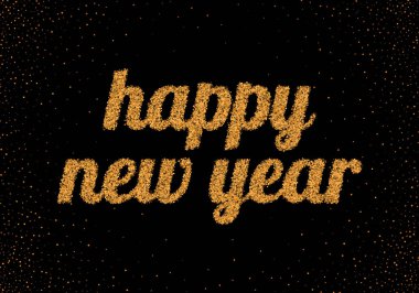 Siyah arkaplan üzerine Yeni Yıl Altın Festivali metni.