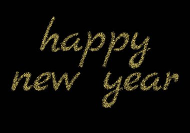 Siyah arkaplan üzerine Yeni Yıl Altın Festivali metni.