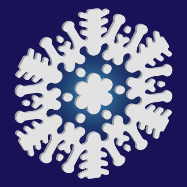 Mavi arka planda gölgesi olan sevimli bir kar tanesi..