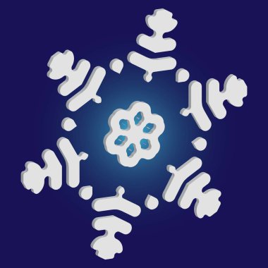 Mavi arka planda gölgesi olan sevimli bir kar tanesi..