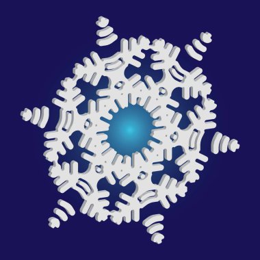 Mavi arka planda gölgesi olan sevimli bir kar tanesi..