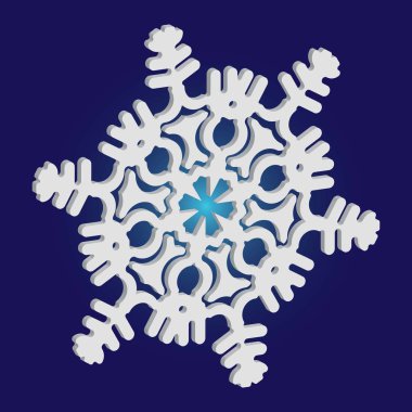 Mavi arkaplanda gölgesi olan basit bir kar tanesi.