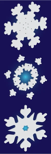 Set di fiocchi di neve Natale 3d su sfondo blu . — Vettoriale Stock
