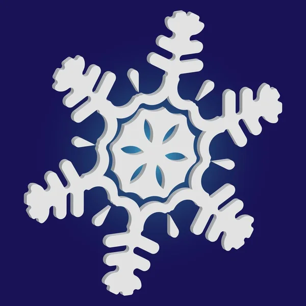 青い背景にシンプルなクリスマスの雪の結晶. — ストックベクタ