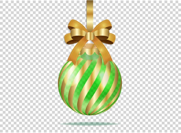 Golden christmas glass ball with golden stripes. — Stock Vector