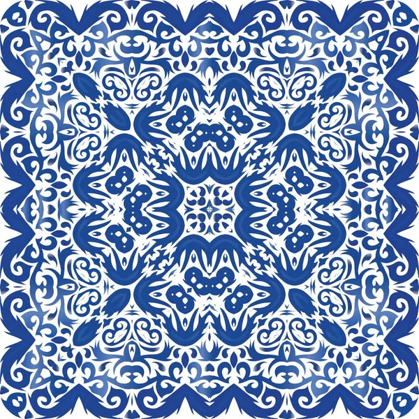 Ethnic ceramic tile in portuguese azulejo. — Stock Vector