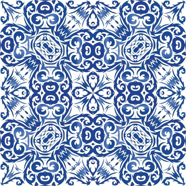 Ornamental azulejo portugal tiles decor. — Stock Vector