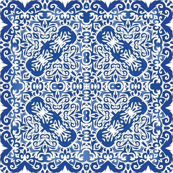 Portugalska ceramika azulejo ozdobna. — Wektor stockowy