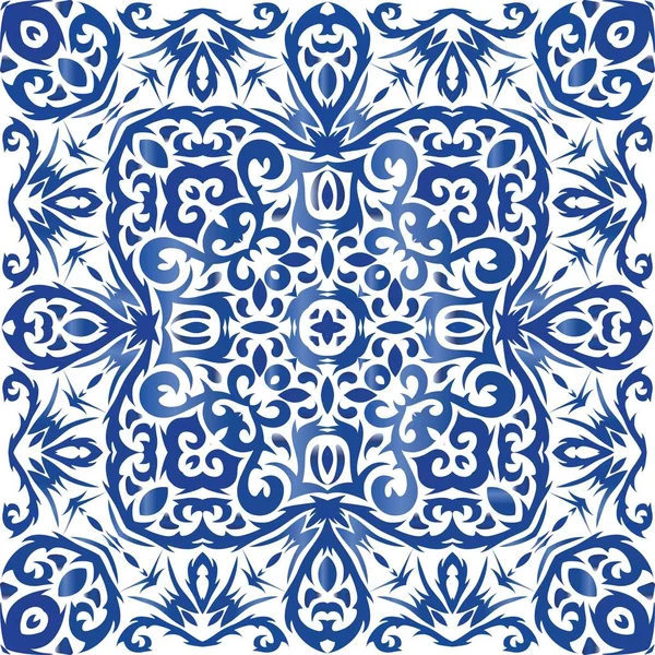 Traditionele sierlijke Portugese azulejo. — Stockvector