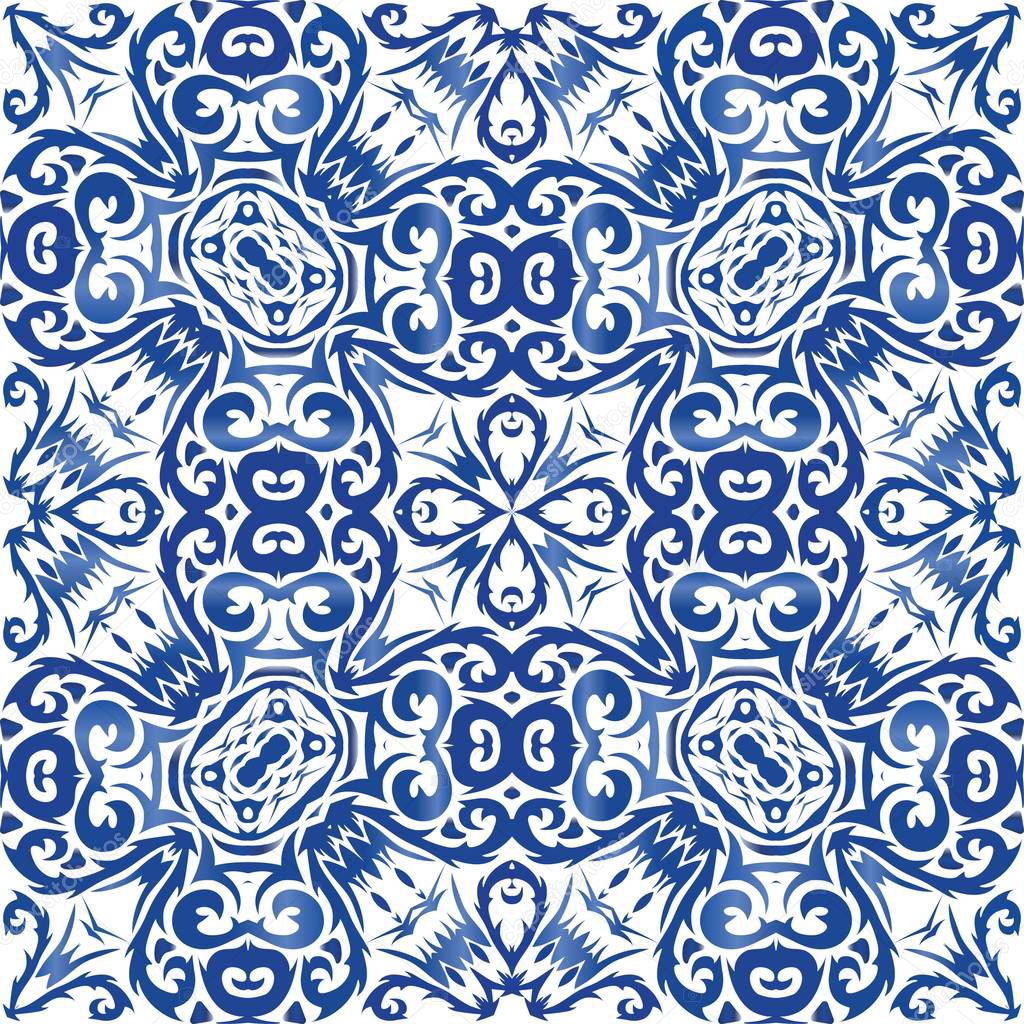 Ornamental azulejo portugal tiles decor.