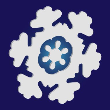 Mavi arka planda gölgesi olan sevimli bir kar tanesi..