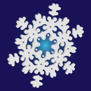 Mavi arkaplanda gölgesi olan basit bir kar tanesi.