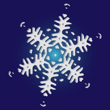 Mavi arkaplanda basit bir Noel kar tanesi.