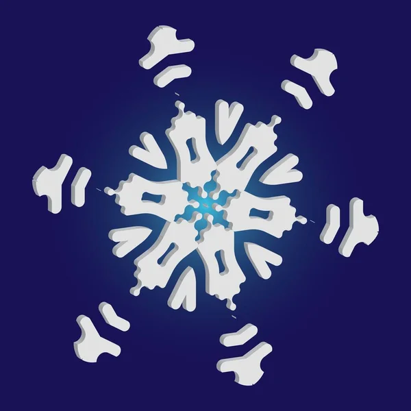 Navidad corte 3d copo de nieve sobre fondo azul . — Archivo Imágenes Vectoriales
