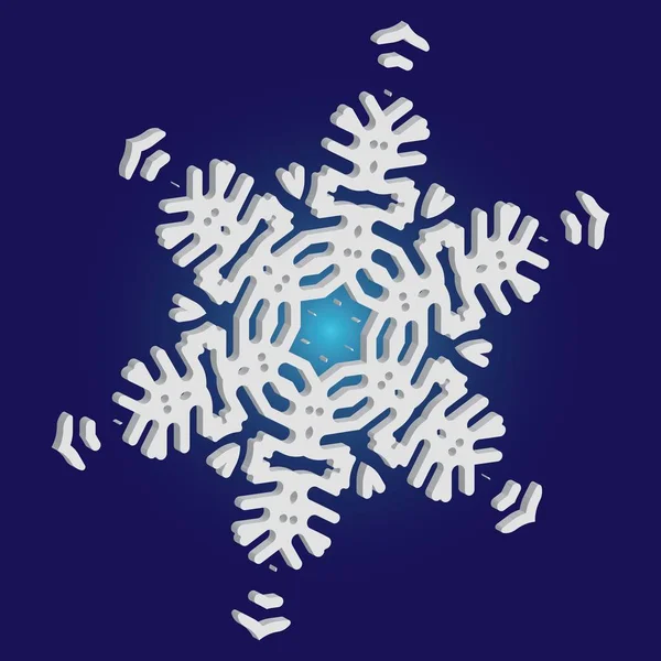 Simple, beautiful snowflake on blue background. — Stock Vector