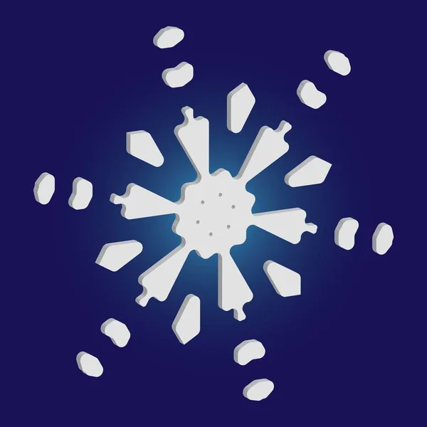 Simple, beau flocon de neige sur fond bleu . — Image vectorielle