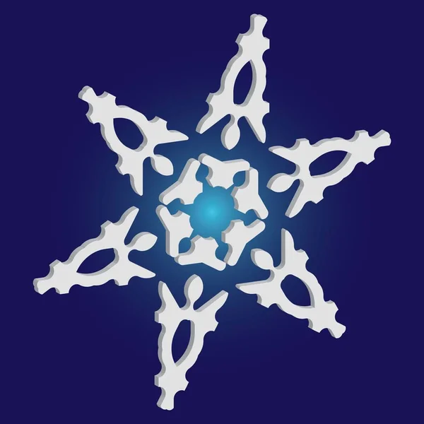 Christmas cut 3d snowflake on blue background. — Stock Vector