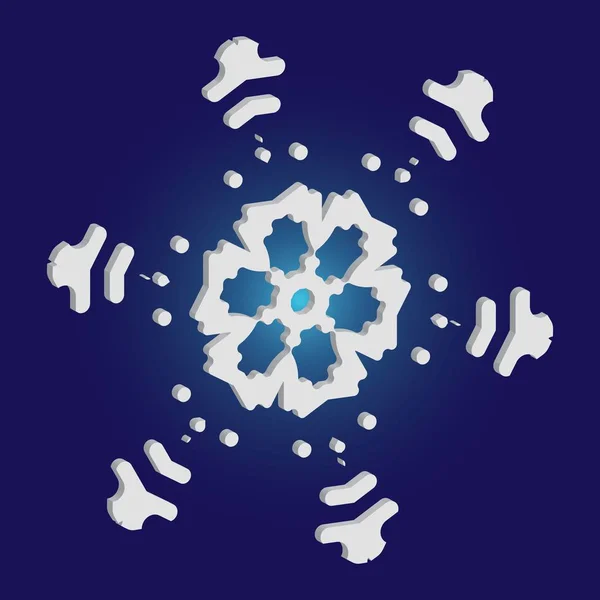 Flocon de neige de Noël simple sur fond bleu . — Image vectorielle